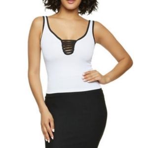 Caged Rib Knit Tank Top Crop Top
